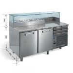 Chladiaci pizza stôl BASIC SP50 1600x700 0/+8°C - H660