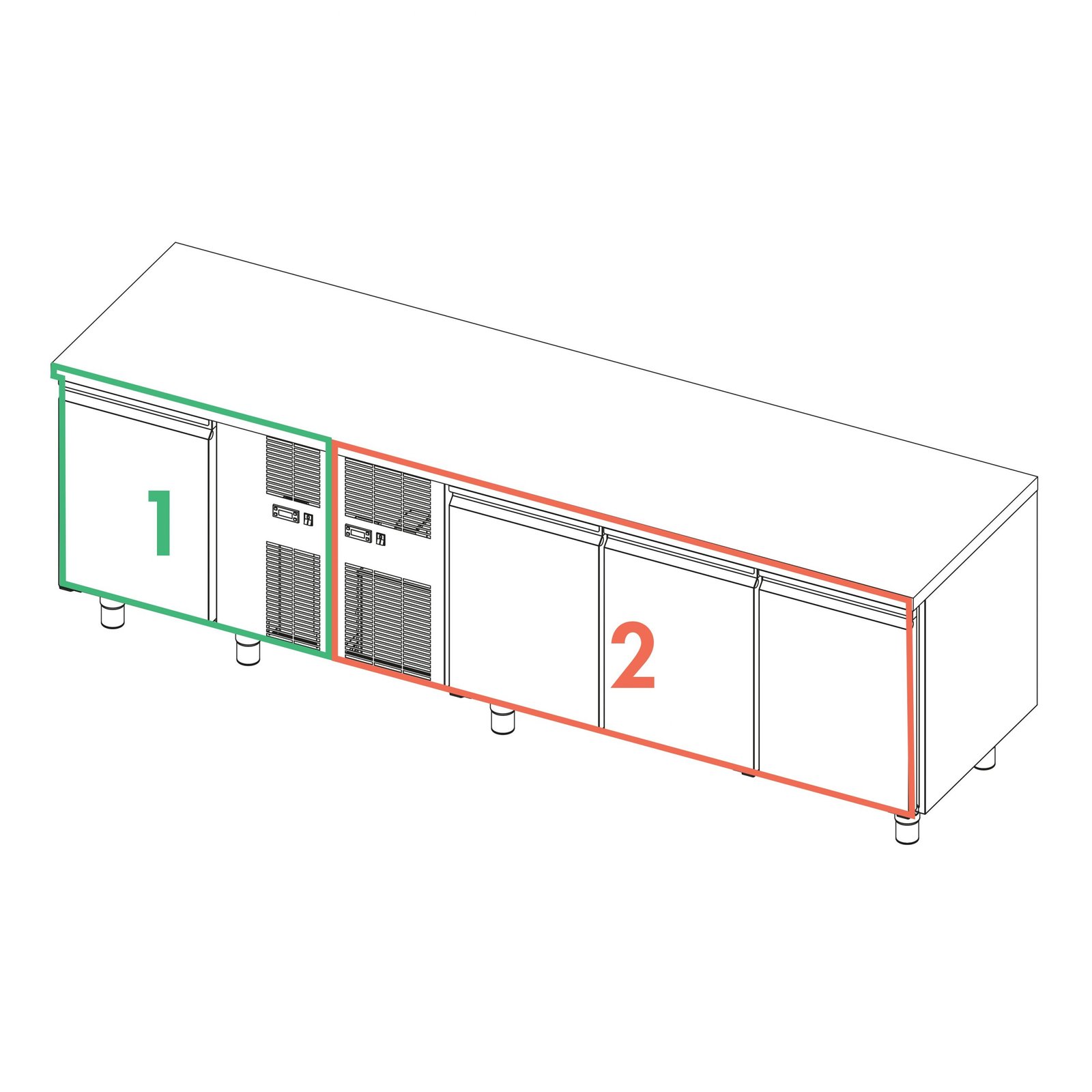 Kombinovaný chladiaci stôl TOP COMBI SP60 2560×700 H660 -18-20°C/0+8°C