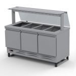 Výdajný chladiaci pult 4 x GN1/1 + rovná sklenená nadstavba