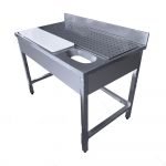Stôl na umývanie mäsa s plastovou reznou doskou a s kvapkadlom 1200x700x850