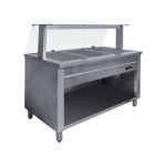 Výdajný ohrevný pult krytovaný 3 x GN1/1 + rovná sklenená nadstavba