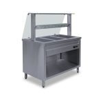 Výdajný ohrevný pult krytovaný 3 x GN1/1 + rovná sklenená nadstavba