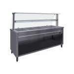 Výdajný ohrevný pult krytovaný 5 x GN1/1 + rovná sklenená nadstavba