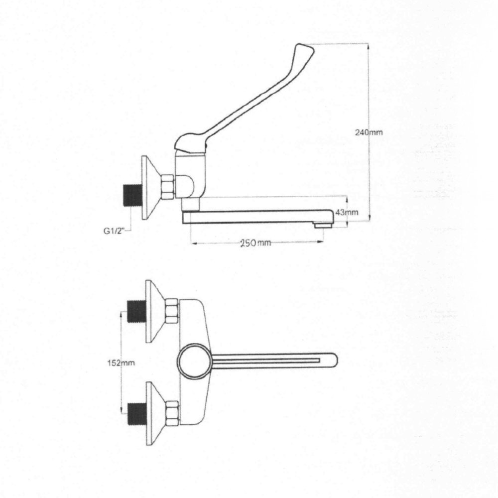 Nástenná batéria s dlhou pákou – Obrázok 2