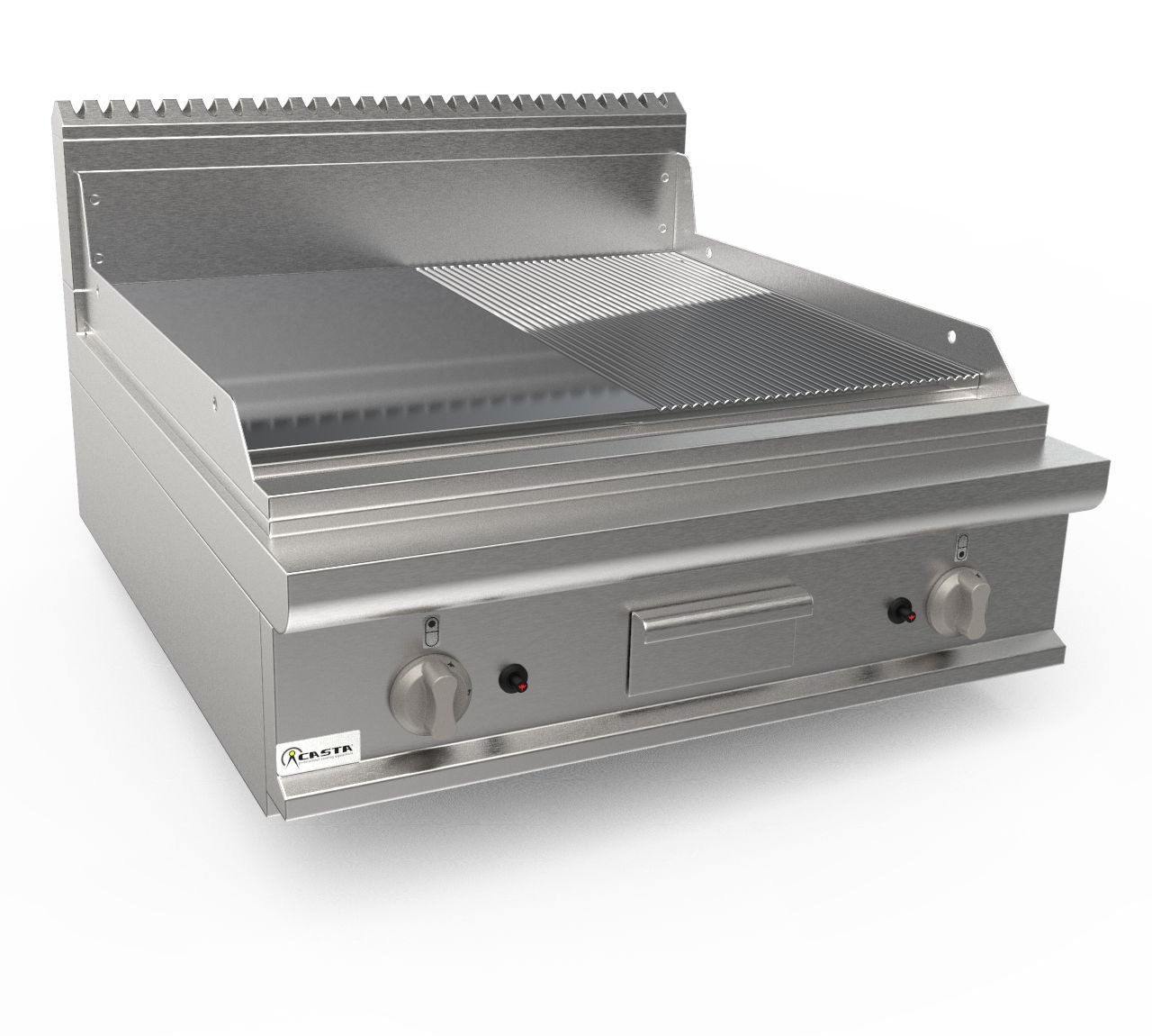 Grilovacia platňa plynová ryhovaná a hladká chrómovaná 80x90 cm - LQ/FTG4BBMC