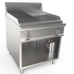 Grilovacia platňa elektrická hladká a ryhovaná chrómovaná 80x90 cm - LQ/FTE4BAMC