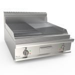 Grilovacia platňa elektrická ryhovaná a hladká chrómovaná 80x90 cm - LQ/FTE4BBMC