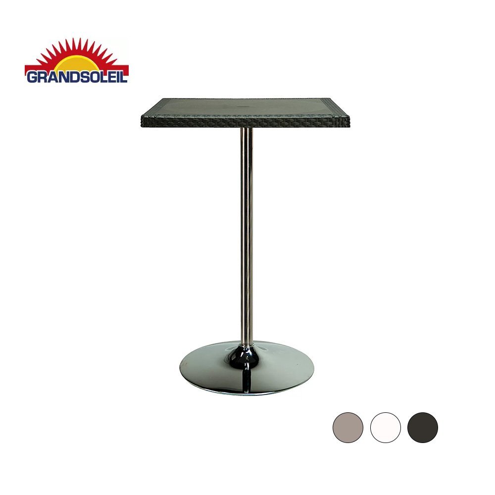 GRANDSOLEIL Liù table 70x70 cm - 12 ks Štvorcový nízky polymérový stôl s kruhovou chrómovanou základňou