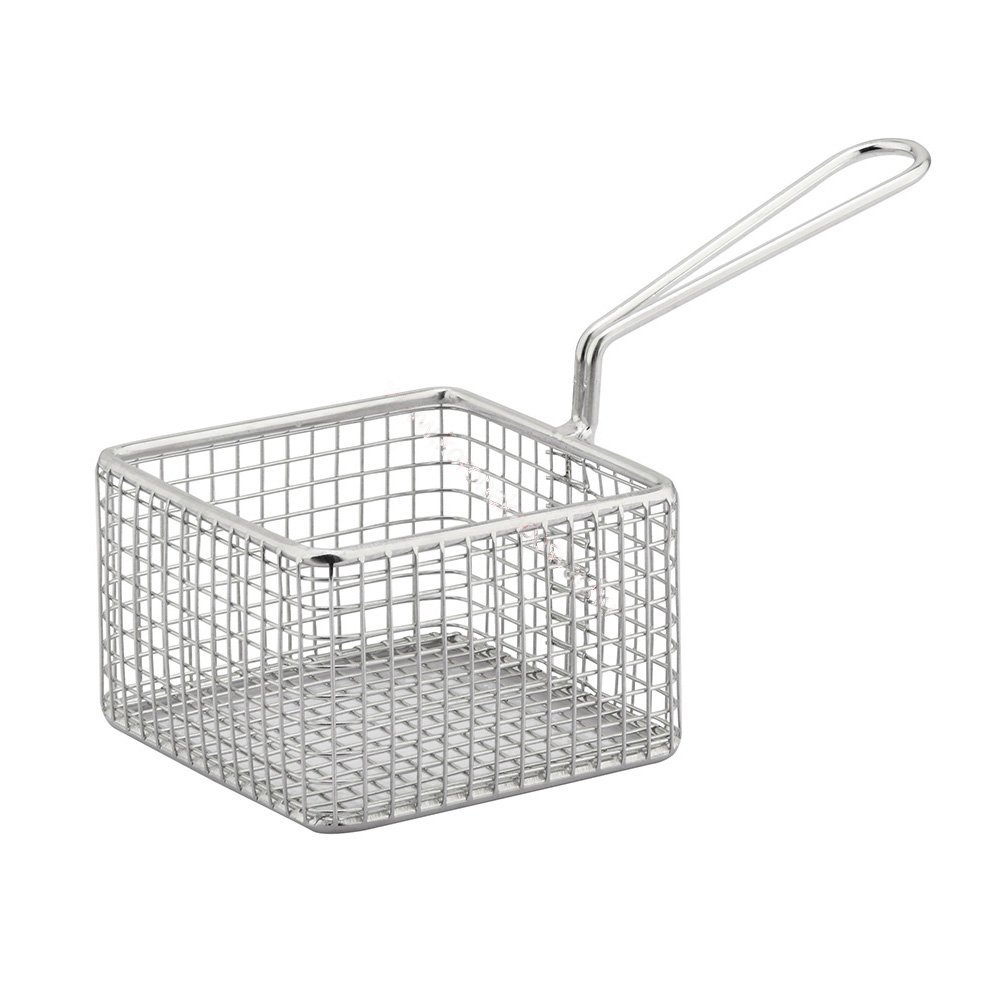 Štvorcový kôš na hranolky, 9,5x9,5x6 cm, nehrdzavejúca oceľ