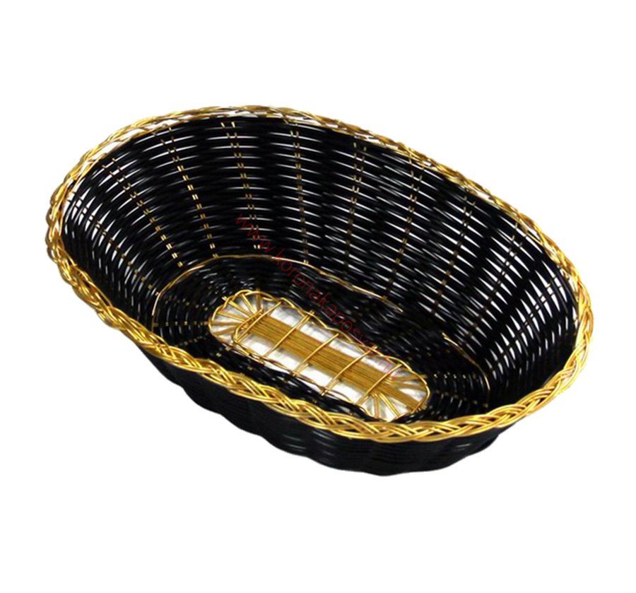 Kôš, oválny, 21x16x4,5 cm, čierno-zlatý