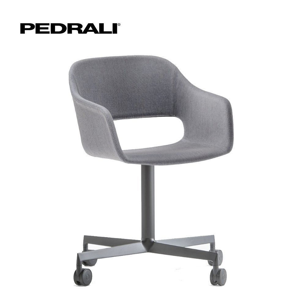 Pedrali Babila 2776 - 6 Ks - Kreslo s čalúnenou škrupinou a centrálnym 4-lúčovým podstavcom na kolieskach