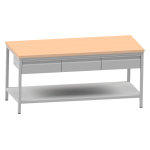 Nerezový stôl šuflíkový 190 x 80 s drevenou pracovnou doskou